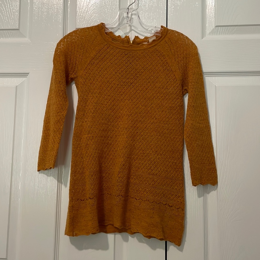 Anthropologie Yellow Quarter Sleeve Wool Sweater